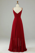 V-Neck Sleeveless A-Line Gorgeous Burgundy Off the shoulder Floor length Party Dress Hot Sale For ladies