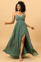 V-Neck Sleeveless A-Line Romantic Off the shoulder Floor Length Prom Dress Hot Sale For Ladies ﻿