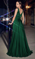 V-Neck Sleeveless A-Line Romantic Off the shoulder Floor length Long Prom Dress For Sale For Women
