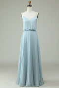 V-Neck Sleeveless A-Line Romantic Off the shoulder Floor length Party Dress Hot Sale For ladies