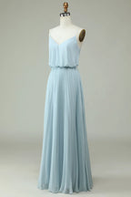 V-Neck Sleeveless A-Line Romantic Off the shoulder Floor length Party Dress Hot Sale For ladies