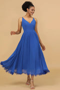 V-Neck Sleeveless A-Line Simple Off the shoulder Floor Length Prom Dress Hot Sale For Women