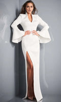 V-Neckline Long Sleeves Sheath Formal Floor length Long Prom Dress Hot Sale For Women