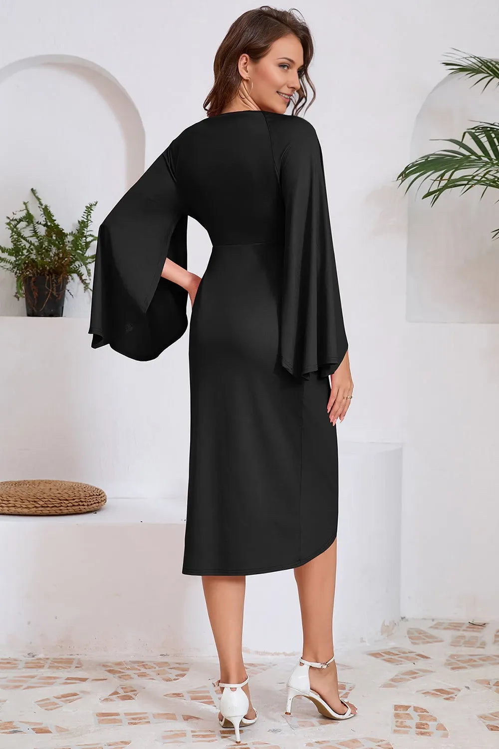 V-neck Long Sleeves Mermaid Classic Knee length Prom Dress For Sale For Ladies