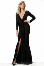 V-neck Long Sleeves Sheath Classic Off the shoulder Floor length Prom Dress For Sale For women