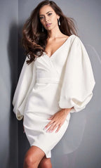 V-neck Long Sleeves Sheath Simple Knee length Prom Dress Hot Sale For Ladies