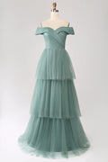 V-neck Sleeveless A-Line Beautiful Off the shoulder Floor length Party Dress For Sale For women