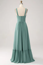 V-neck Sleeveless A-Line Elegant Off the shoulder Floor length Party Dress For Sale For women