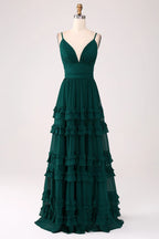 V-neck Sleeveless A-Line Simple Off the shoulder Floor length Party Dress For Sale For women