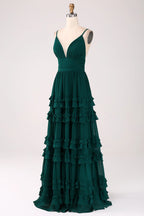 V-neck Sleeveless A-Line Simple Off the shoulder Floor length Party Dress For Sale For women