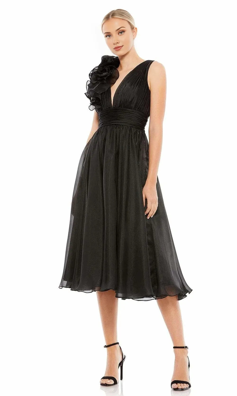 V-neck Sleeveless A-line Elegant Off the shoulder Knee length Prom Dress Hot Sale For Ladies