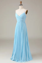 V-neck Sleeveless A-line Modern Off the shoulder Floor length Party Dress For Sale For women