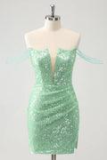 V-neck Sleeveless Sheath Tight Off the shoulder Short Party Dress For Sale For women