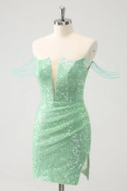 V-neck Sleeveless Sheath Tight Off the shoulder Short Party Dress For Sale For women