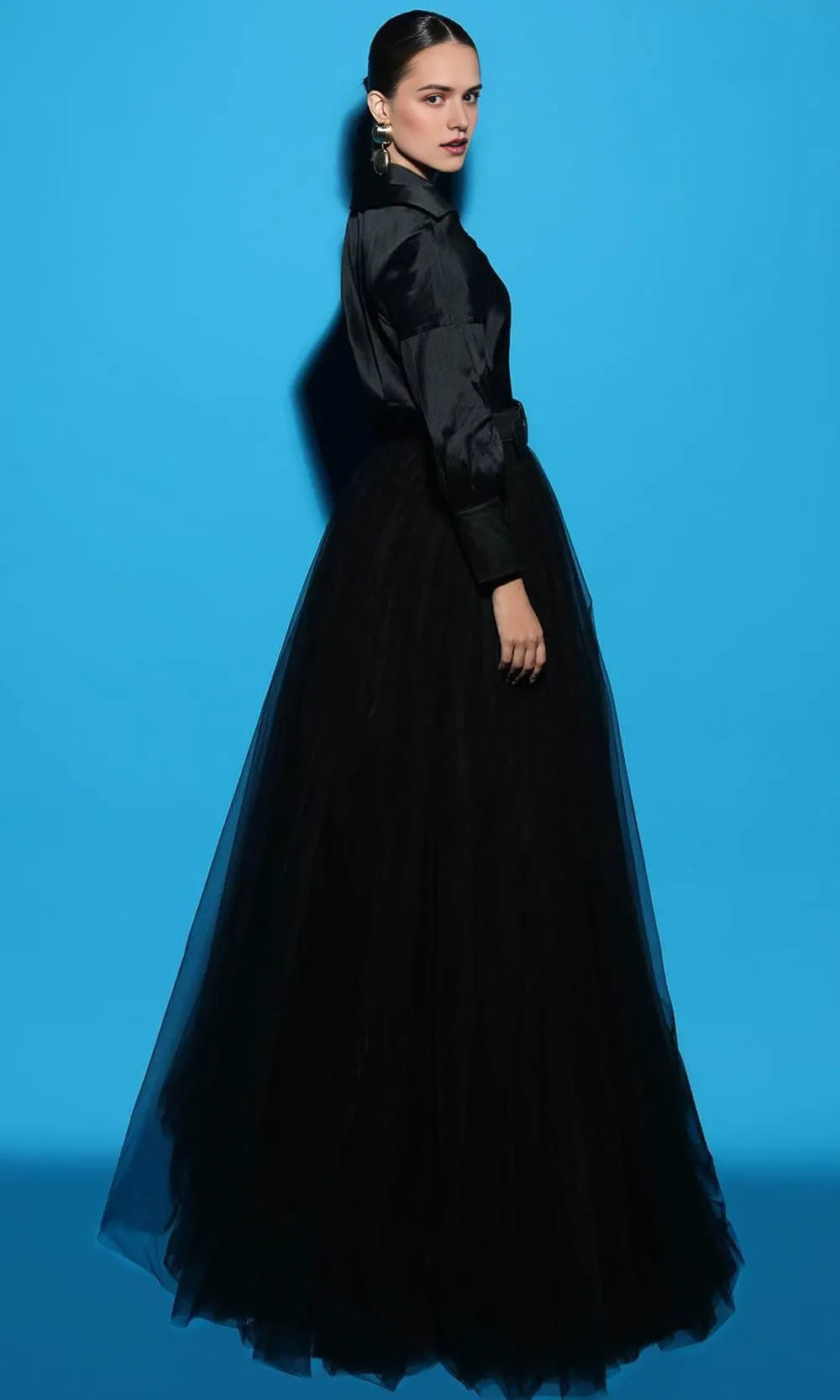 V Neck Long Sleeves A-Line Romantic Floor length Prom Dress For Sale For Women