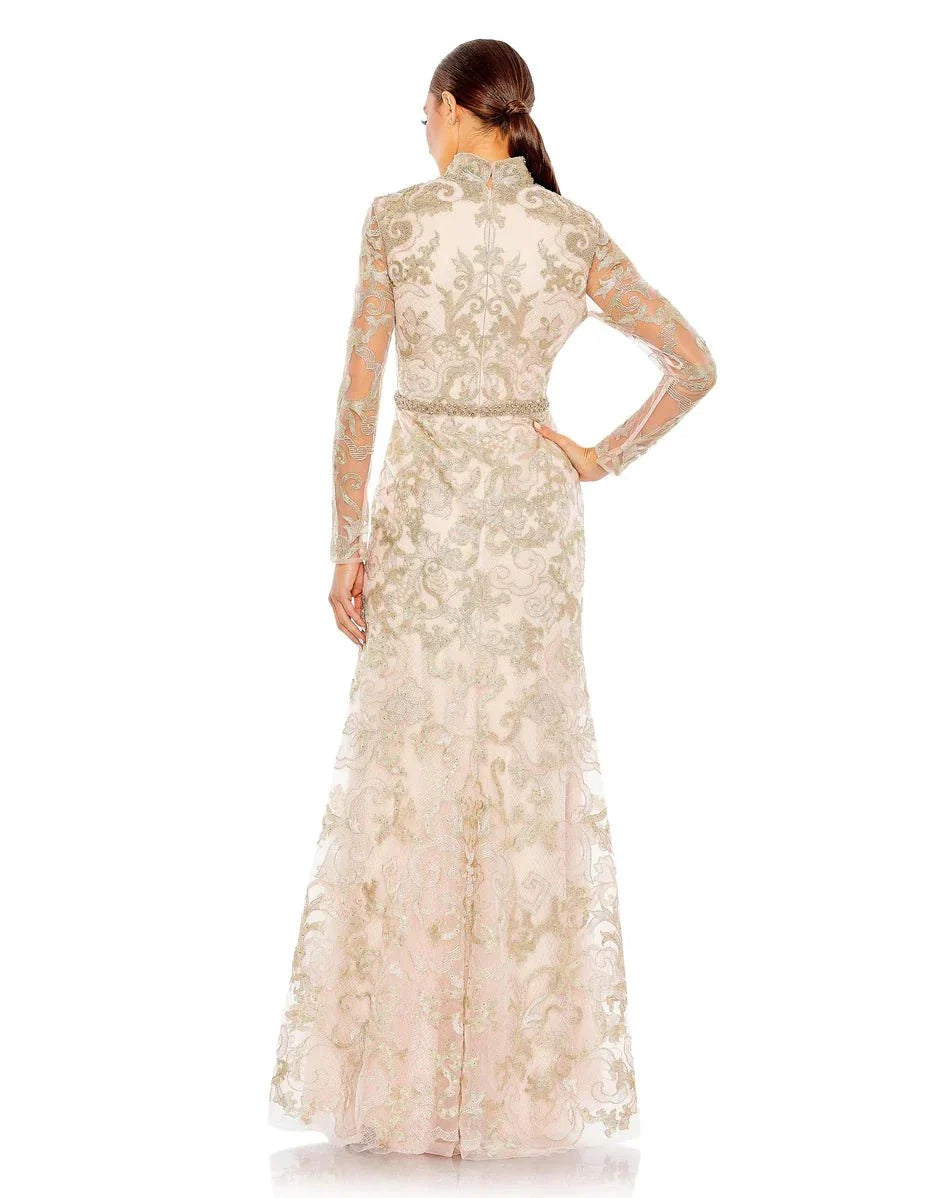 V Neck Long Sleeves Trumpet Elegant Floor length Long Prom Dress For Sale For Women