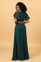 V Neck Short Sleeves A-Line Pretty Floor Length Prom Dress Hot Sale For Ladies ﻿