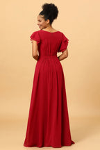 V Neck Short Sleeves A-line Fashion Floor length Party Dress Buy For women