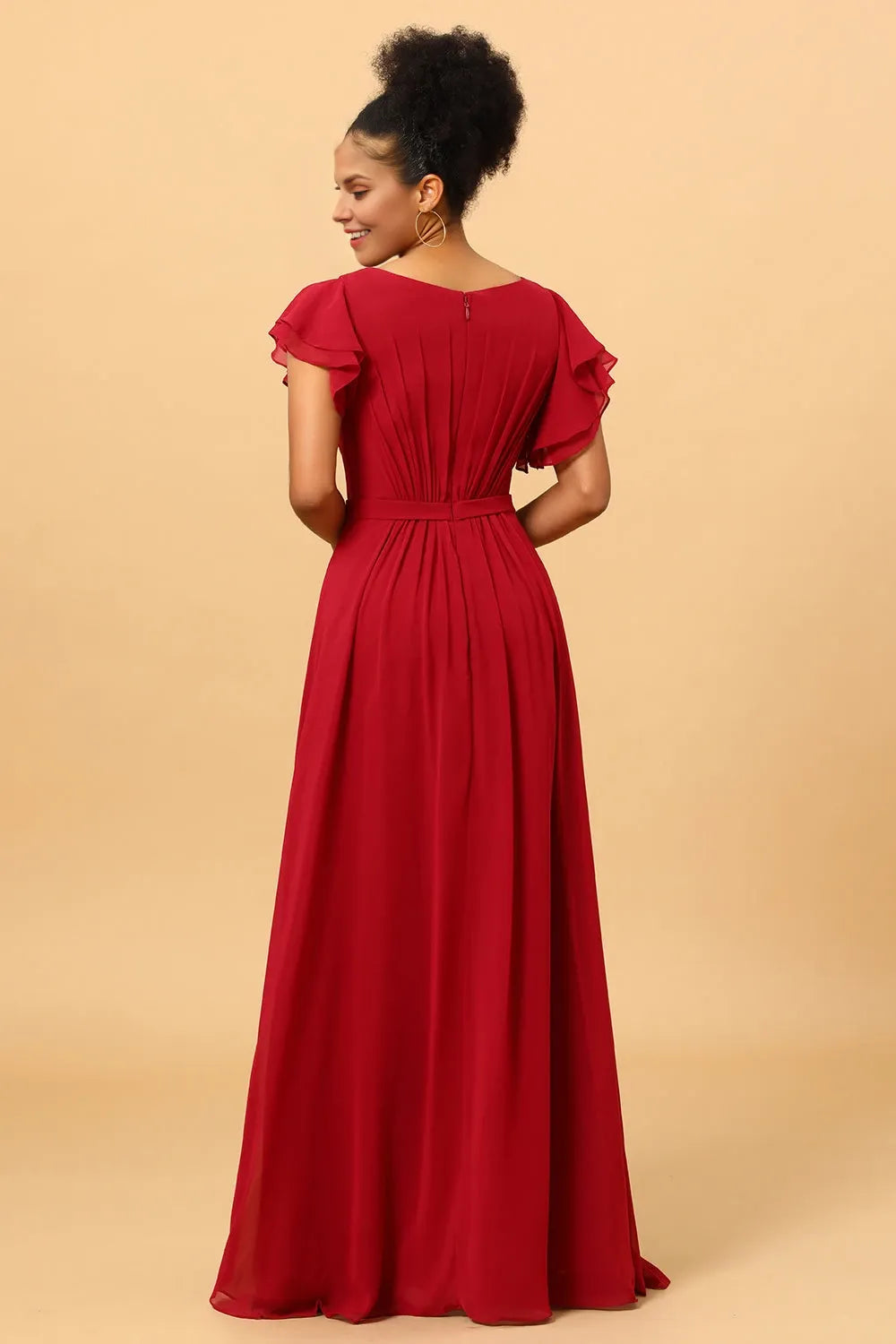 V Neck Short Sleeves A-line Fashion Floor length Party Dress Buy For women