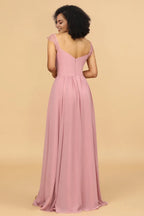 V Neck Sleeveless A-Line Fashion Off the shoulder Floor Length Prom Dress Hot Sale For Adults