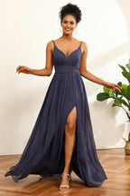 V Neck Sleeveless A-Line Formal Off the shoulder Floor Length Prom Dress For Sale For Women