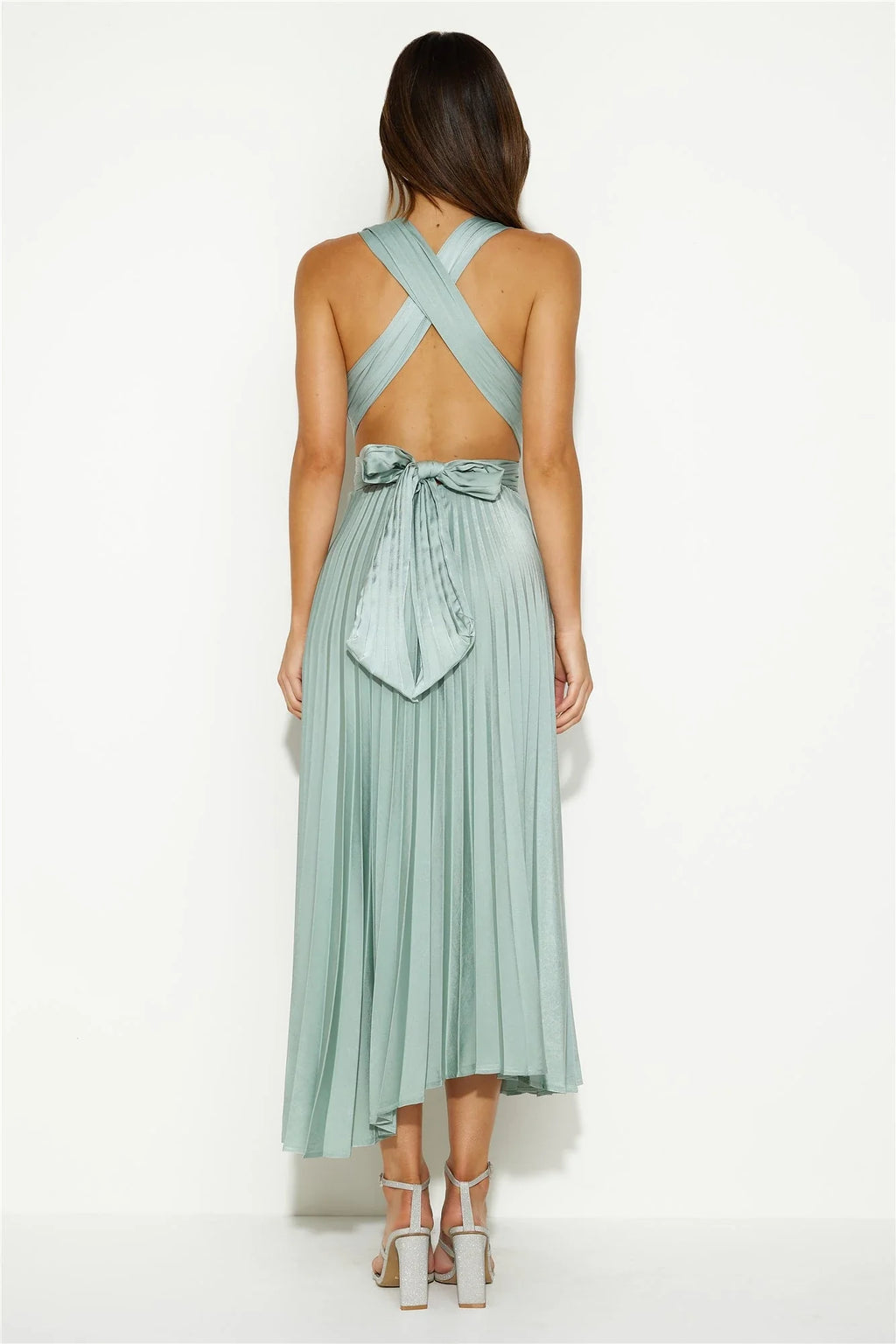 V Neck  Sleeveless A-Line Modern Off the shoulder Ankle length Party Dress Hot Sale For ladies