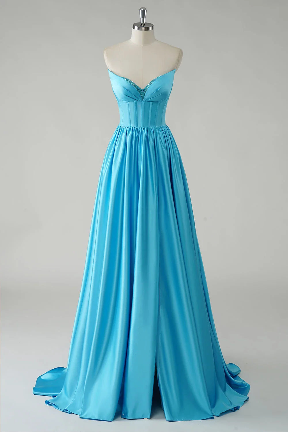 V Neck Sleeveless A-Line Modern Off the shoulder Floor Length Prom Dress Hot Sale For Women