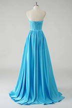 V Neck Sleeveless A-Line Modern Off the shoulder Floor Length Prom Dress Hot Sale For Women