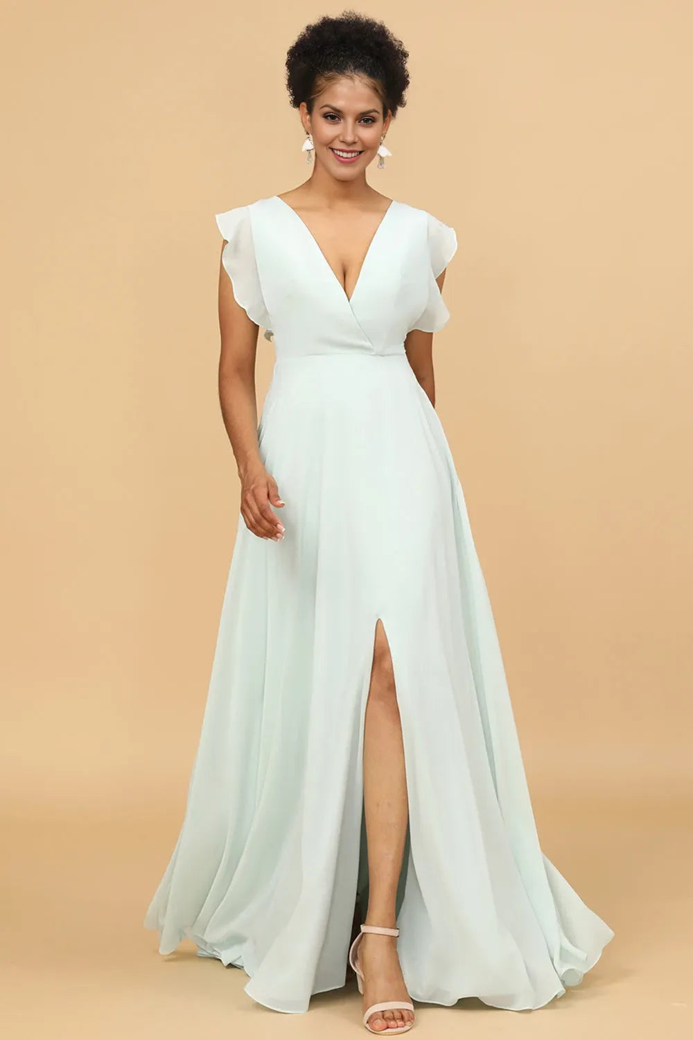 V Neck Sleeveless  A-line Classic Off the shoulder Floor length Party Dress Buy For women