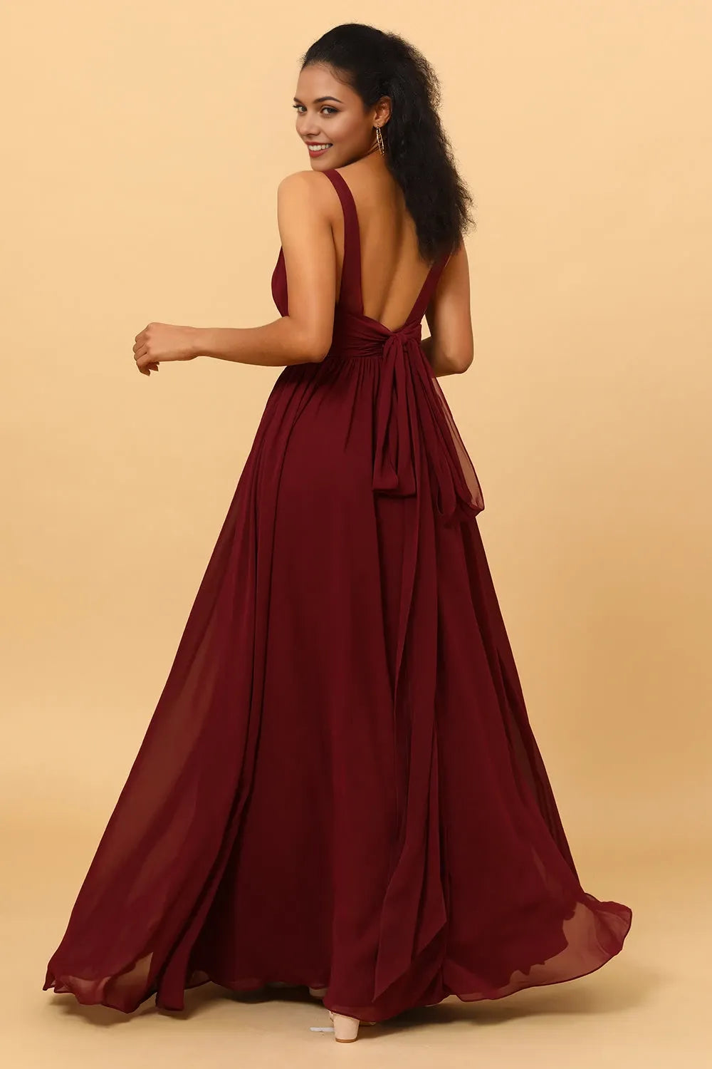 V Neck Sleeveless A-line Vintage Floor Length Prom Dress Hot Sale For Ladies