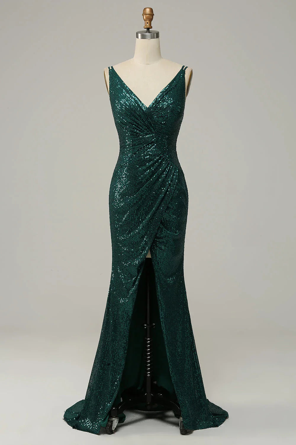V Neck Sleeveless Sheath Shiny Off the shoulder Floor length Party Dress Hot Sale For women