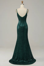 V Neck Sleeveless Sheath Shiny Off the shoulder Floor length Party Dress Hot Sale For women
