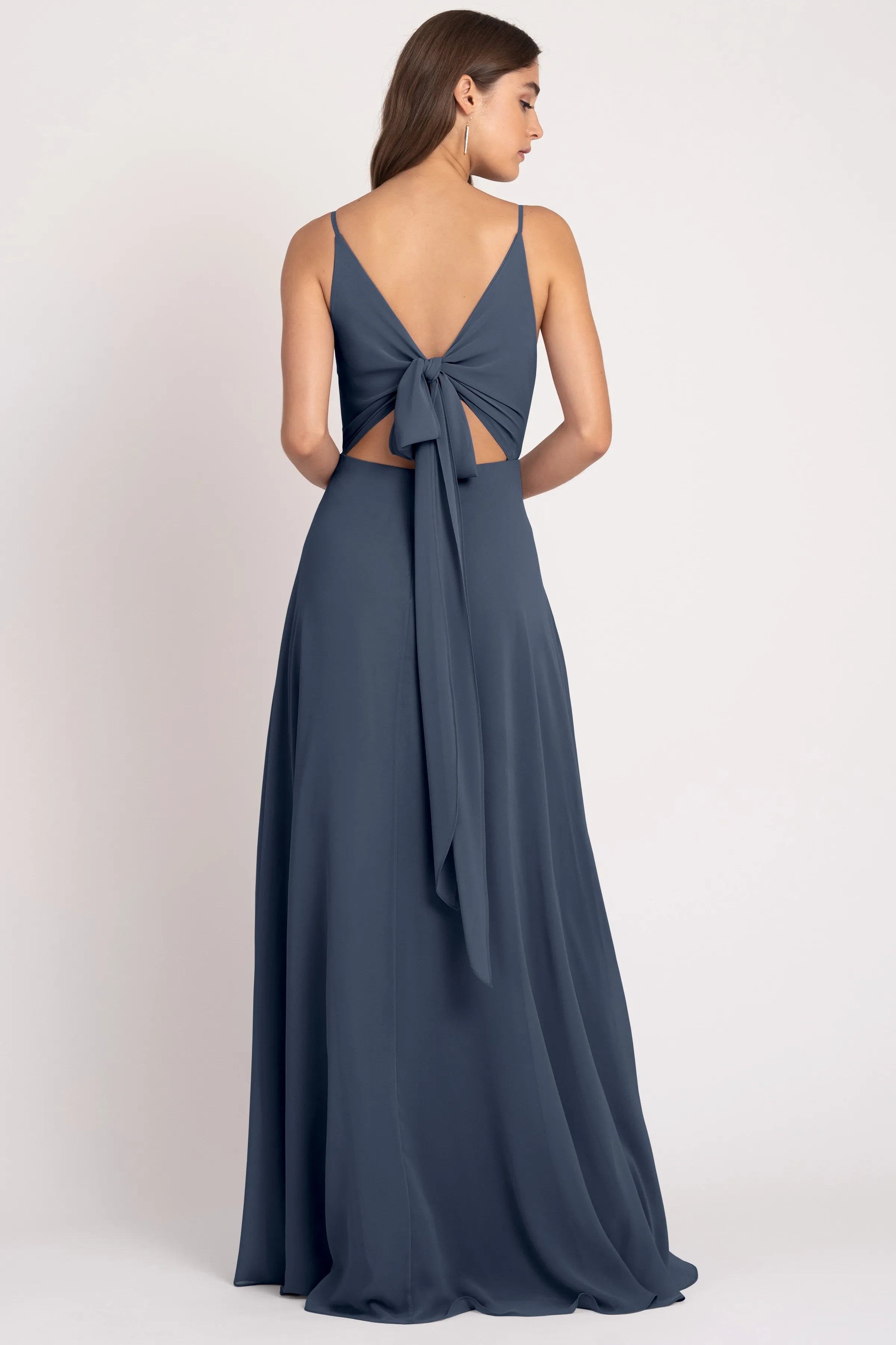 V Neck Spaghetti Straps Sleeveless Hot Sale Bridesmaid Dresses for Women A-Line Up V Back Prom Dresses