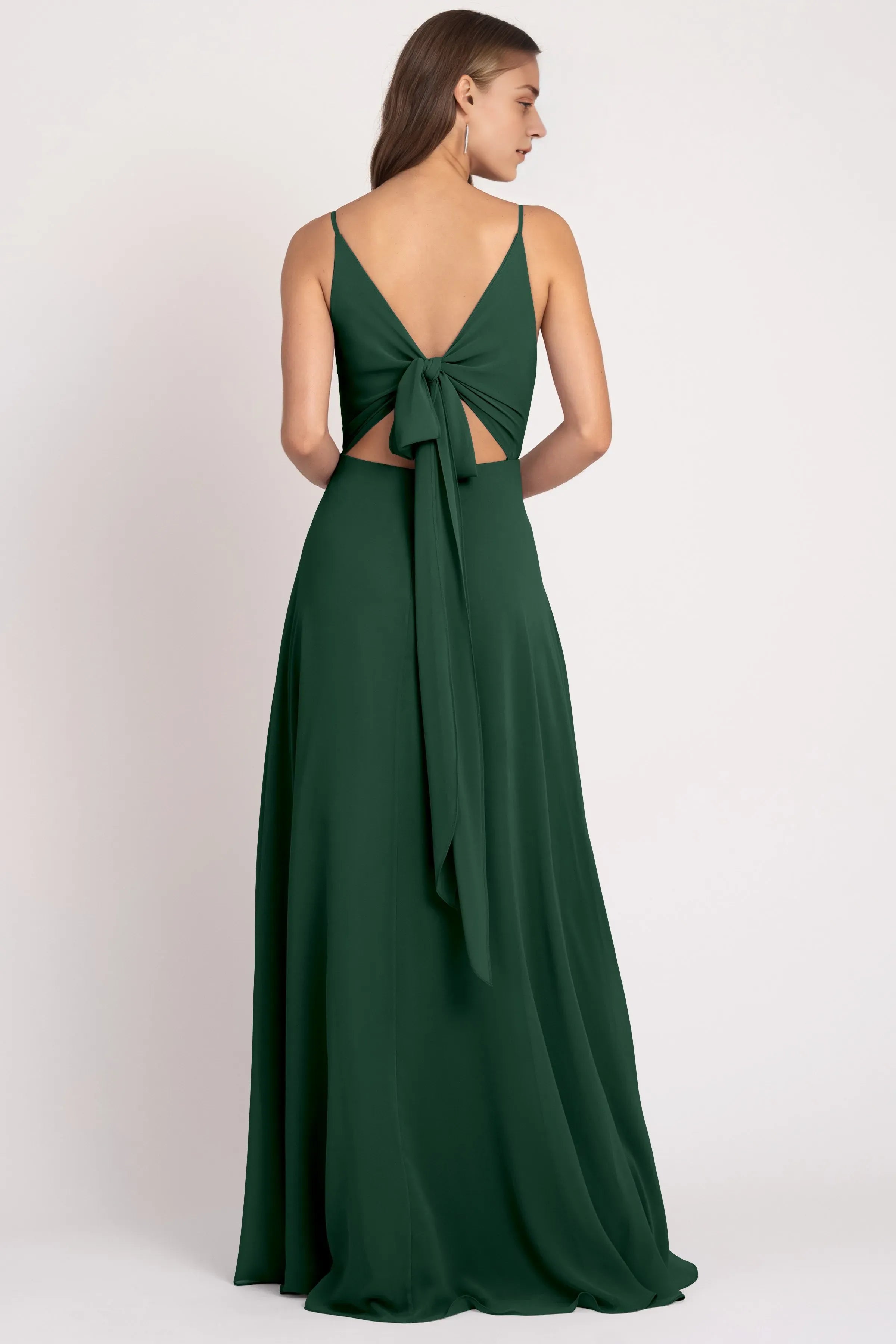 V Neck Spaghetti Straps Sleeveless Hot Sale Bridesmaid Dresses for Women A-Line Up V Back Prom Dresses