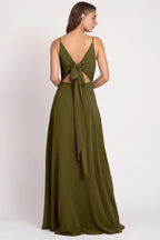 V Neck Spaghetti Straps Sleeveless Hot Sale Bridesmaid Dresses for Women A-Line Up V Back Prom Dresses
