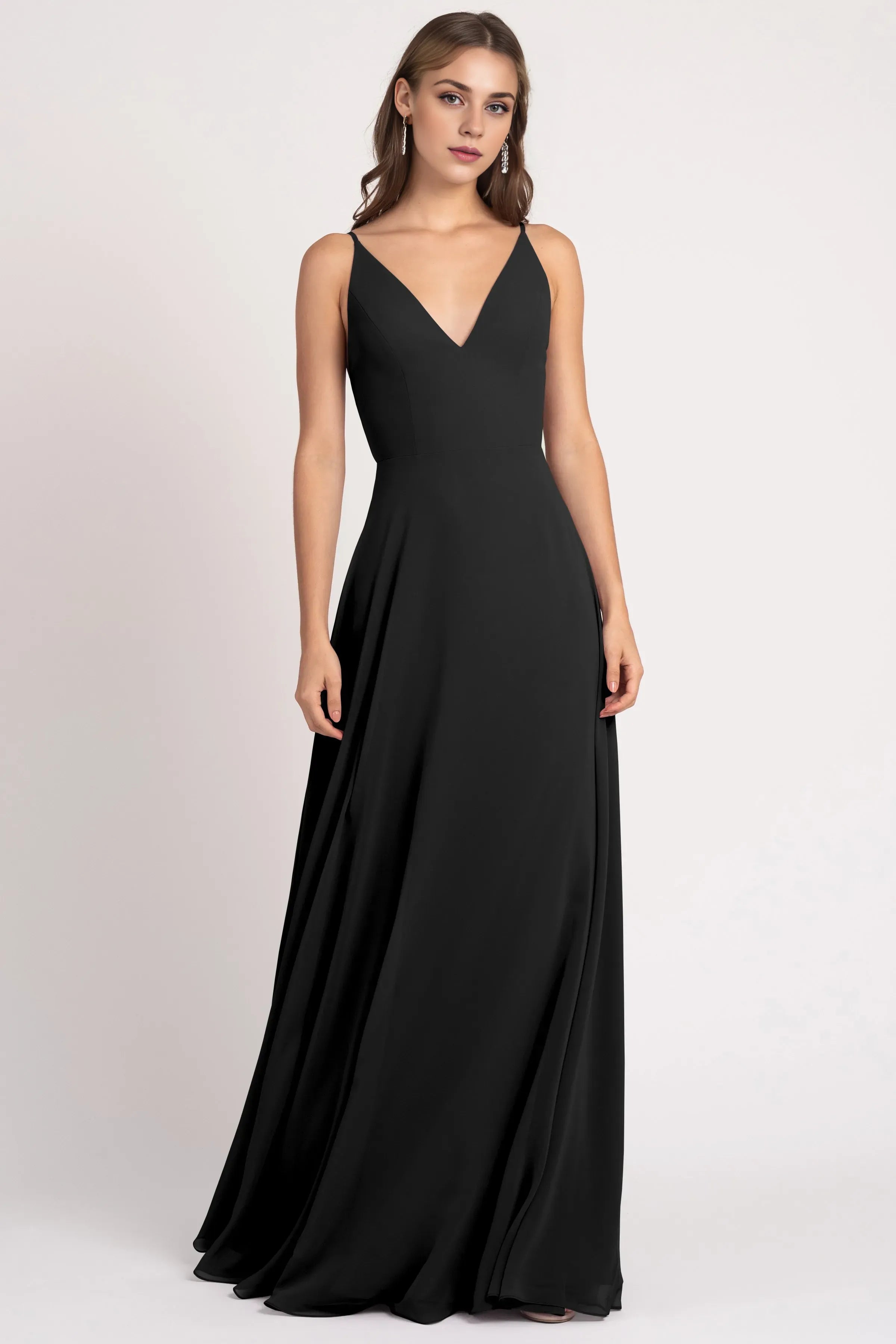 V Neck Spaghetti Straps Sleeveless Hot Sale Bridesmaid Dresses for Women A-Line Up V Back Prom Dresses