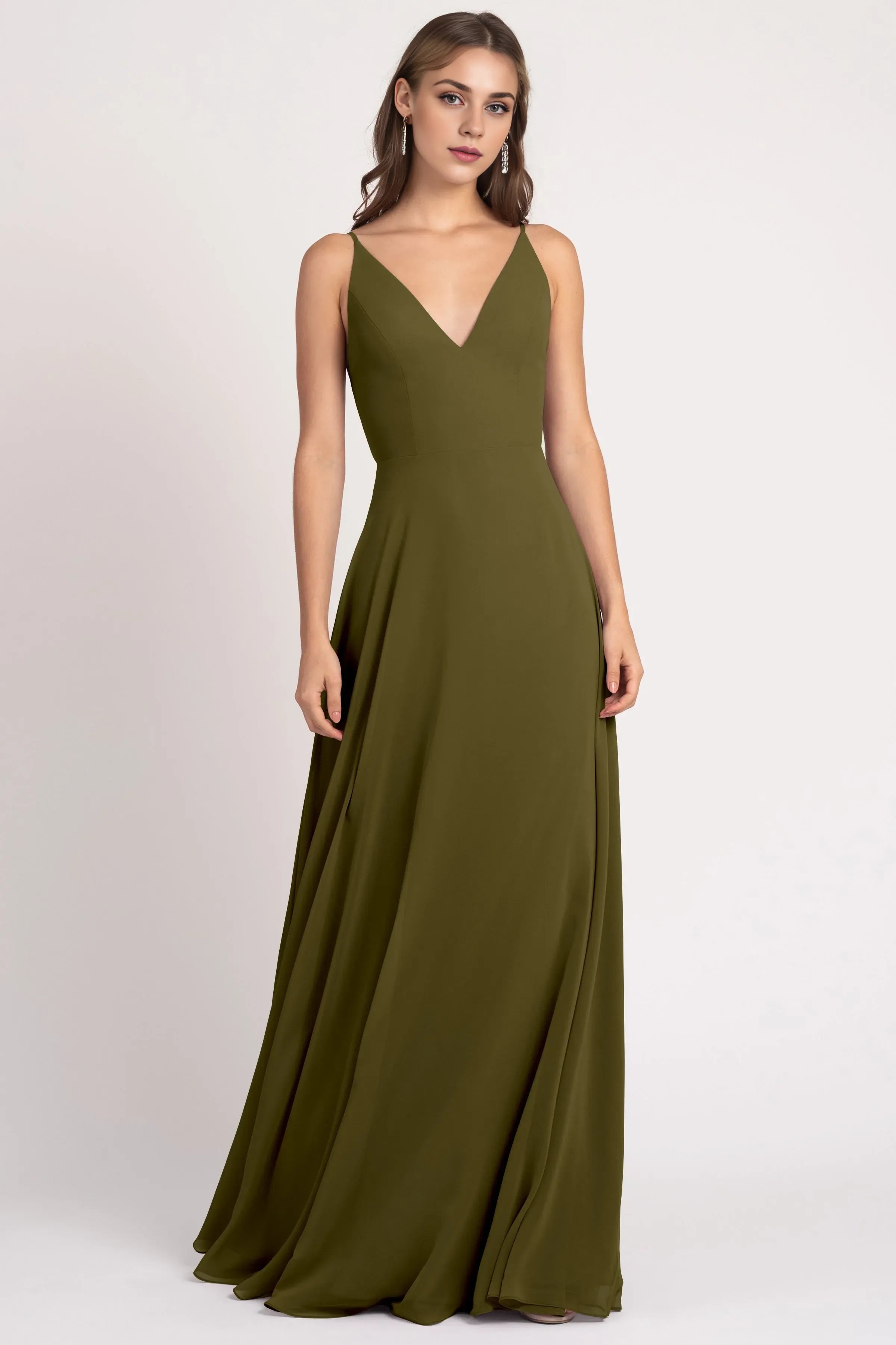 V Neck Spaghetti Straps Sleeveless Hot Sale Bridesmaid Dresses for Women A-Line Up V Back Prom Dresses