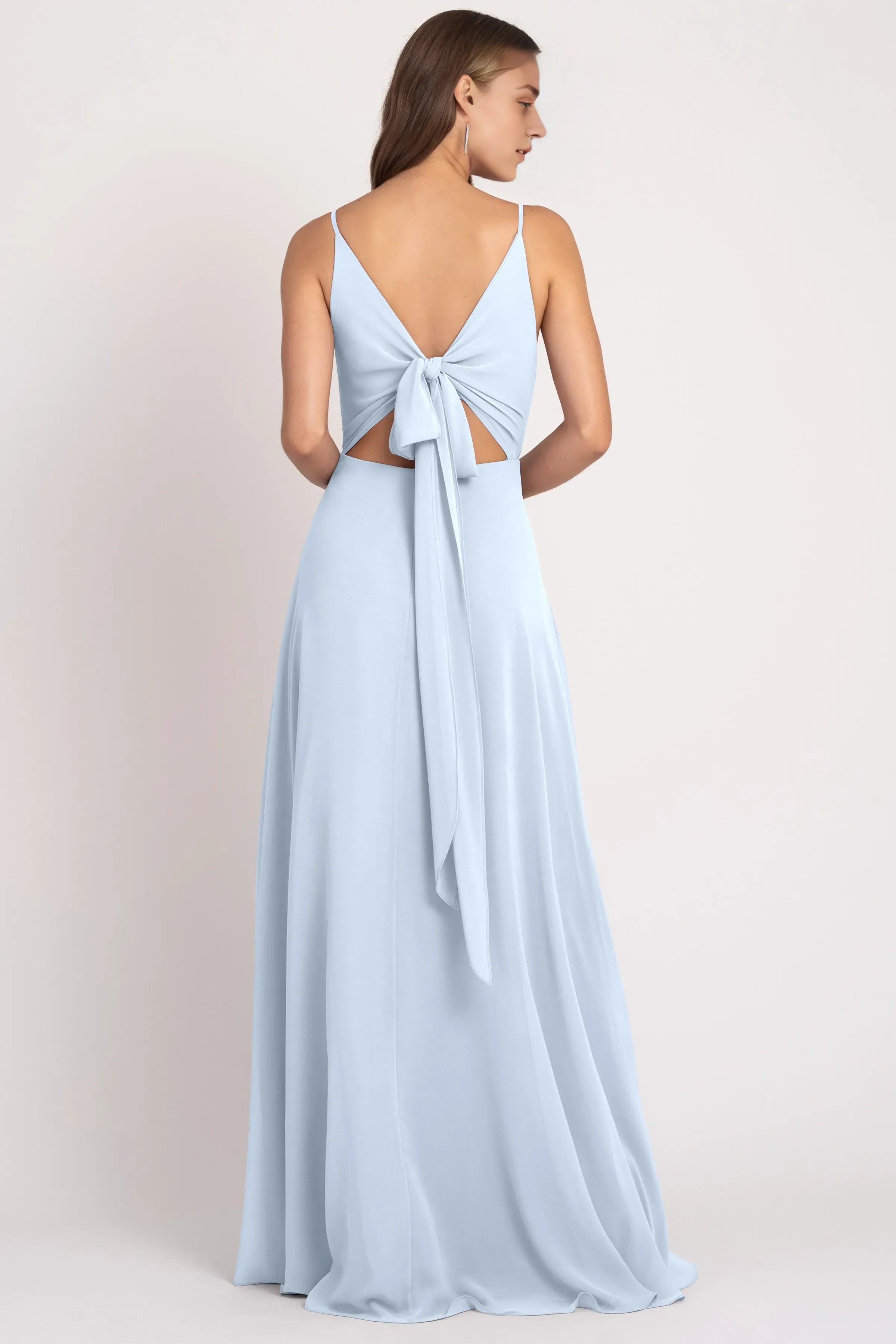 V Neck Spaghetti Straps Sleeveless Hot Sale Bridesmaid Dresses for Women A-Line Up V Back Prom Dresses