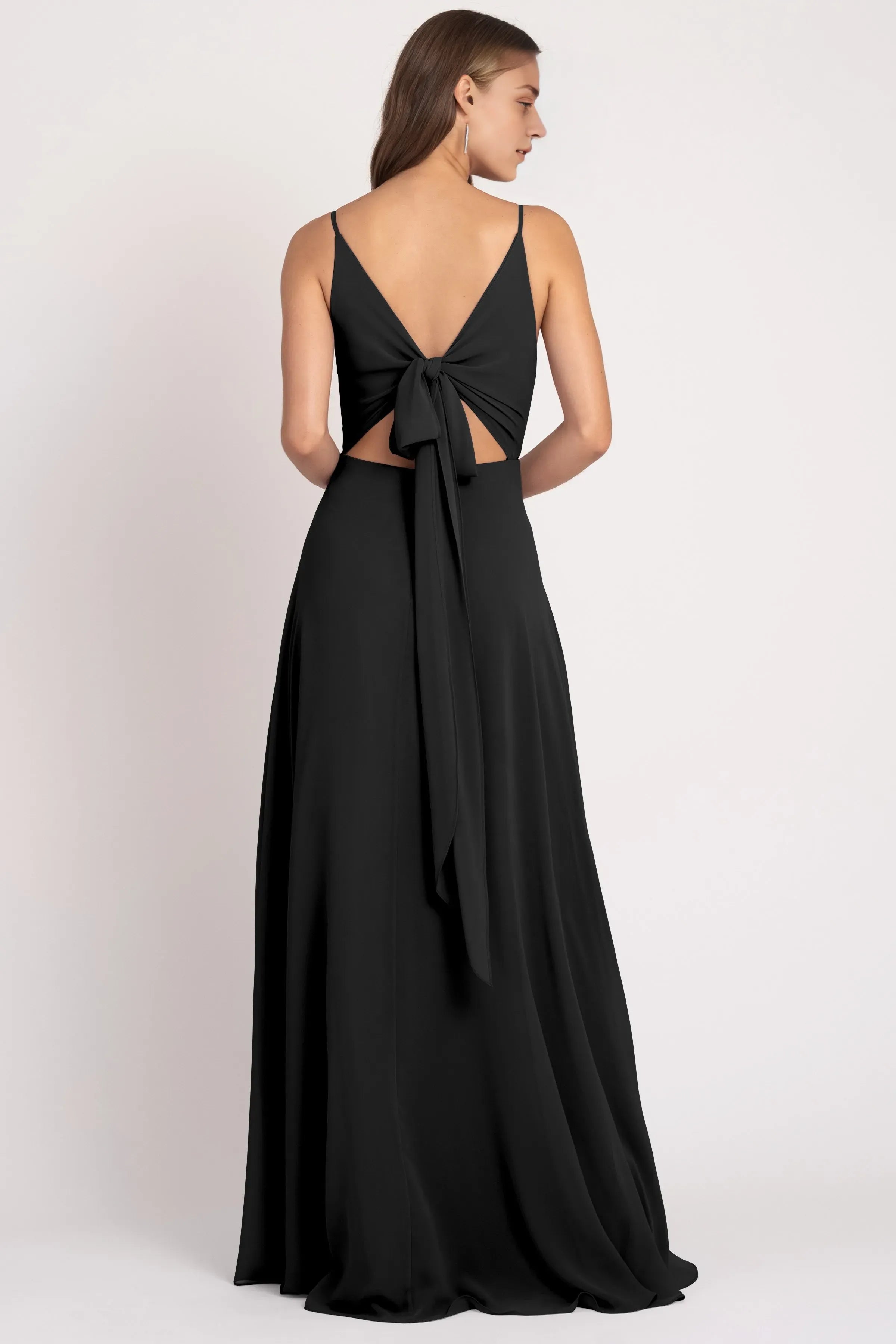 V Neck Spaghetti Straps Sleeveless Hot Sale Bridesmaid Dresses for Women A-Line Up V Back Prom Dresses