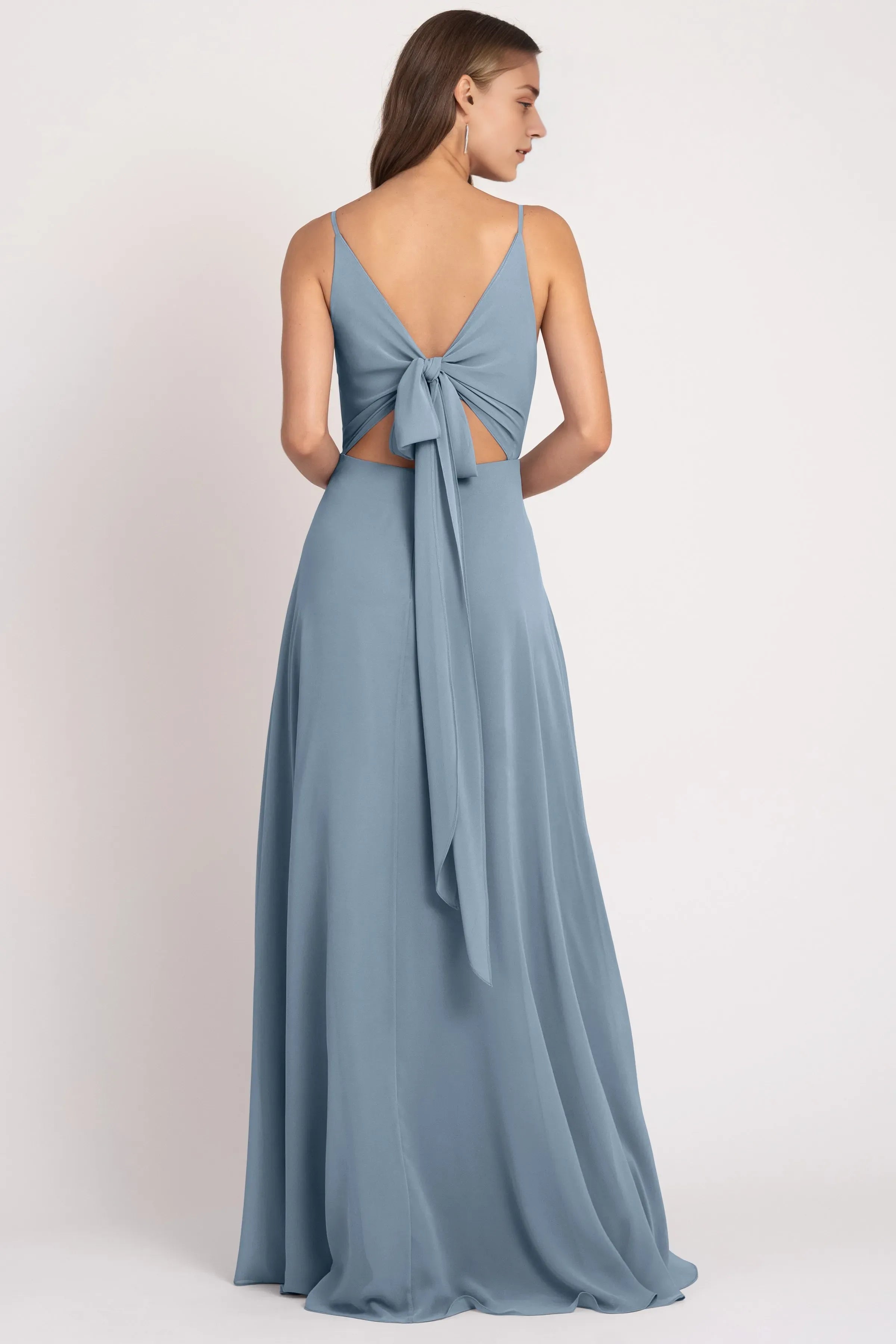 V Neck Spaghetti Straps Sleeveless Hot Sale Bridesmaid Dresses for Women A-Line Up V Back Prom Dresses