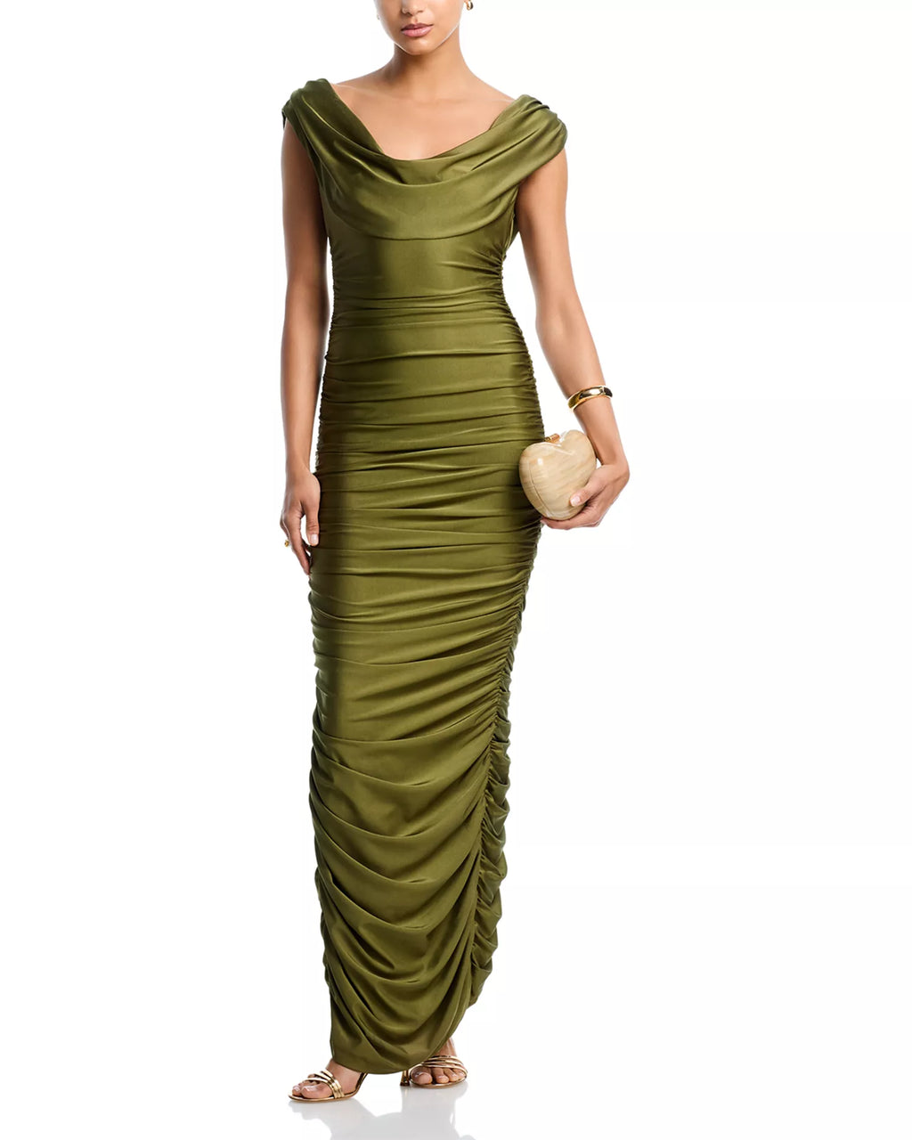 Velvety Sheath Cowl Neck Sleeveless Open Back Floor Length For Ladies Prom Dress