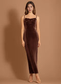 Velvety Sheath Square Neck Spaghetti Strap Zipper Back Midi Length For Ladies Prom Dress