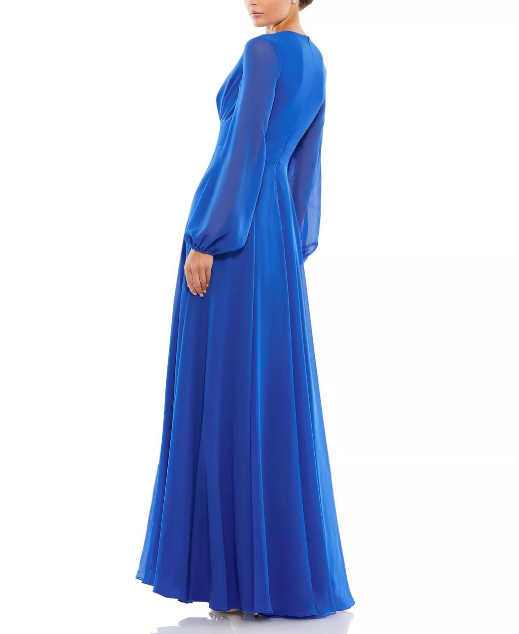 Vibrant A Line Deep V Neck Puff Sleeve Zipper Back Floor Length For Ladies Prom Dress