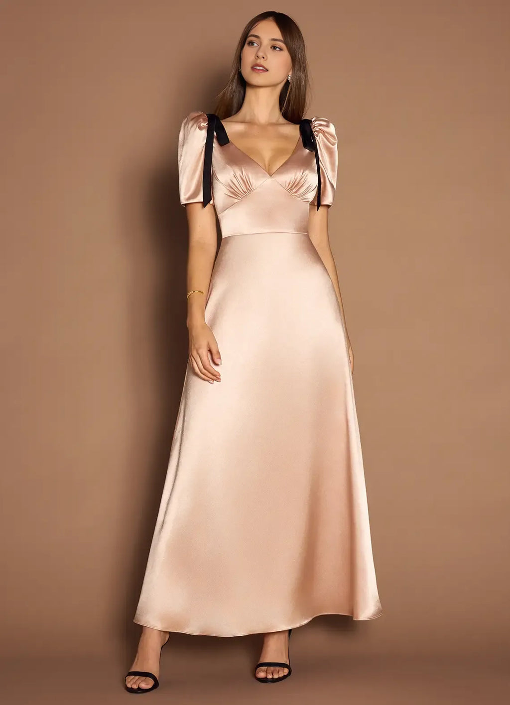 Vibrant A Line Deep V Neck Short Sleeve Open Back Midi Length For Sale Prom Dress