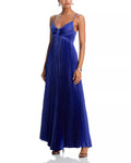 Vibrant A Line Deep V Neck Spaghetti Strap Pleated Bodice Floor Length For Ladies Prom Dress