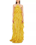 Vibrant A Line Halter Neck Sleeveless Open Back Floor Length Hot Sale Prom Dress