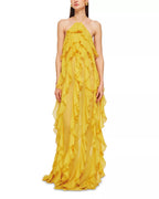 Vibrant A Line Halter Neck Sleeveless Open Back Floor Length Hot Sale Prom Dress