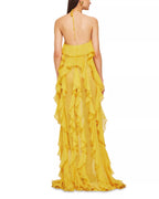 Vibrant A Line Halter Neck Sleeveless Open Back Floor Length Hot Sale Prom Dress
