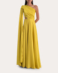 Vibrant A-Line One Shoulder Cape Sleeve Cutout Back Floor Length For Sale Prom Dress
