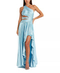 Vibrant A-Line One Shoulder Cutout Accent Asymmetrical Floor Length For Ladies Prom Dress